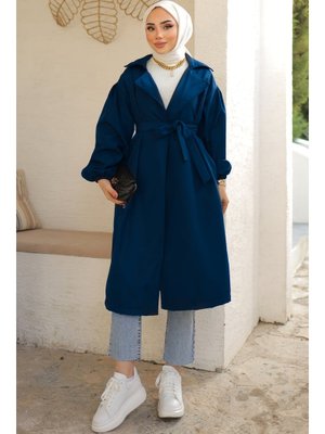 Lacivert Kuşaklı Trenç