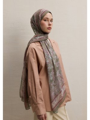 Luna Desen İpek Krep Şal Toprak Luna Desen İpek Krep Şal Toprak