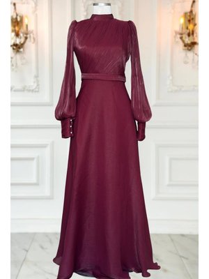 Bordo Zen Abiye Elbise Bordo Zen Abiye Elbise