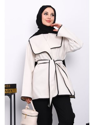 Taş Deri Biyeli Şal Yaka Kaşe Ceket Taş Deri Biyeli Şal Yaka Kaşe Ceket