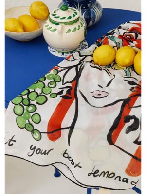 Kırmızı Lemonade Desen Pamuk Vual Eşarp