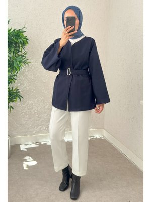 Lacivert Premium Kaşe Kaban