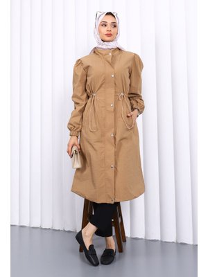 Vizon Çıtçıtlı Bel Lastikli Trençkot Vizon Çıtçıtlı Bel Lastikli Trençkot