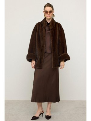 Oversize Kürk Görünümlü Exclusive Uzun Ceket K. Kahve Oversize Kürk Görünümlü Exclusive Uzun Ceket K. Kahve