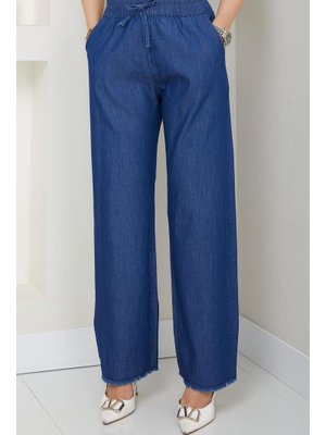 Koyu Mavi Beli Lastikli Kot Pantolon Koyu Mavi Beli Lastikli Kot Pantolon