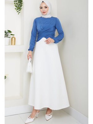 İndigo Bisiklet Yaka Büzgülü Sandy Bluz İndigo Bisiklet Yaka Büzgülü Sandy Bluz