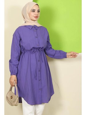 Mor Yazlık Beli Bağlamalı Tunik Mor Yazlık Beli Bağlamalı Tunik