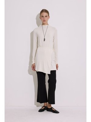 Dökümlü Bağlama Detaylı Bluz İnci