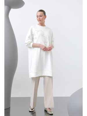 10627tnk Önü İşlemeli Garni Detaylı Tunik