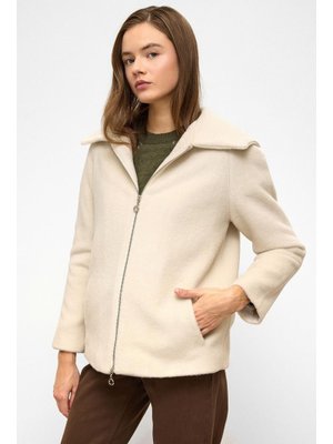 Bej Çıkabilir Kapüşonlu Fermuar Detaylı Oversize Kaban Bej Çıkabilir Kapüşonlu Fermuar Detaylı Oversize Kaban