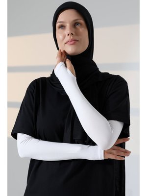 Beyaz Parmak Geçmeli Penye Kolluk Beyaz Parmak Geçmeli Penye Kolluk