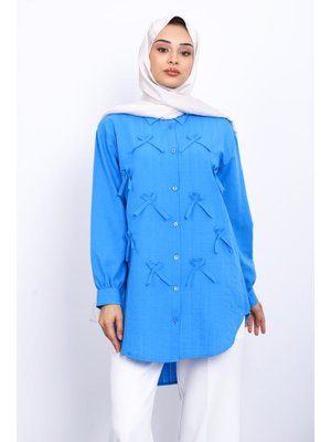 Mavi Önü Fiyonklu Tunik Mavi Önü Fiyonklu Tunik