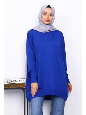 Saks Mavi Bisiklet Yaka Merserize Tunik Saks Mavi Bisiklet Yaka Merserize Tunik