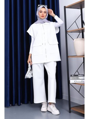 Ekru Yelek Pantolonlu Scuba Takım