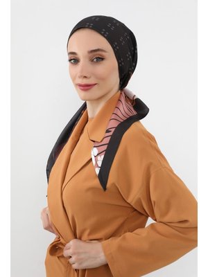 Desen V1 Arkadan Bağlanabilir Desenli Saten Bone Türban,db Desen V1 Arkadan Bağlanabilir Desenli Saten Bone Türban,db