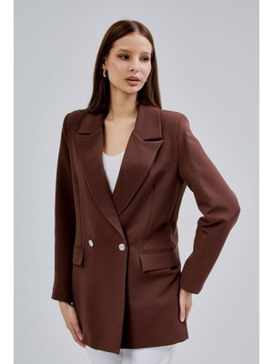Acı Kahve Oversize Dokuma Blazer Ceket