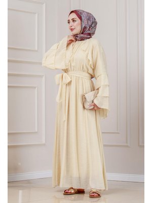 Krem Fırfır Detaylı Lora Elbise Krem Fırfır Detaylı Lora Elbise