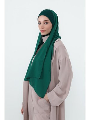 Yeşil Boyun Kapatan Penye İç Boneli Krep Şal,ps