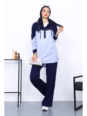 Lacivert Gömlek Garnili Pantolonlu Takım