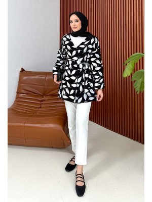 Jakar Yaprak Desenli Hırka