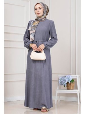 Gri Beli Tünelli Fitilli Aslı Elbise Gri Beli Tünelli Fitilli Aslı Elbise