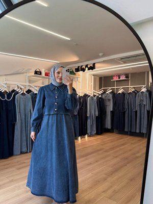 Mavi Gömlek Yaka Düğmeli Ceketli Jile Ceket İkili Takım Mavi Gömlek Yaka Düğmeli Ceketli Jile Ceket İkili Takım
