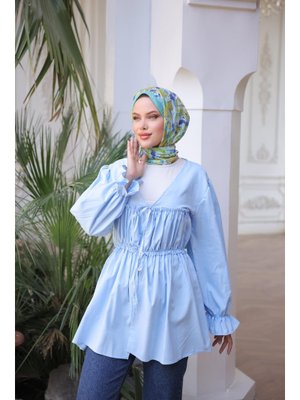 Beli Büzgülü Lastikli Kimono Tunik