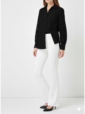 Beyaz İspanyol Paça Pantolon