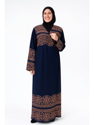 Geometrik Desenli Kruvaze Namaz Elbisesi – Yandan Bağlamalı, Rahat Kalıp Beden Geometrik Desenli Kruvaze Namaz Elbisesi – Yandan Bağlamalı, Rahat Kalıp Beden