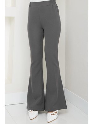 Füme Beli Lastikli İspanyol Paça Kumaş Pantolon Füme Beli Lastikli İspanyol Paça Kumaş Pantolon