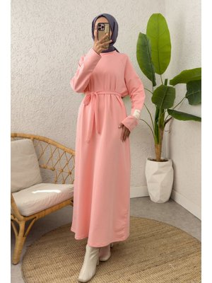 Somon İki İplik Kuşaklı Elbise Somon İki İplik Kuşaklı Elbise