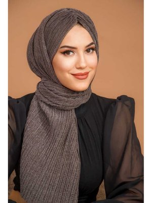 Simli Piliseli Kelebek Model Büzgülü Abiye Bone Şal