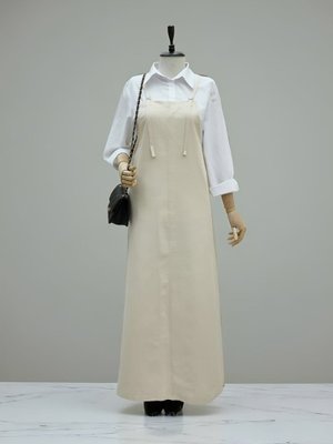 Bej Askılı Gabardin Jile Elbise Bej Askılı Gabardin Jile Elbise