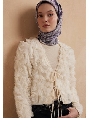 Leylak Lena Desen Pamuk İpek Eşarp Leylak Lena Desen Pamuk İpek Eşarp
