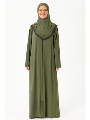 Yeşil Kendinden Örtülü Fermuarlı Namaz Elbisesi – Yeşil Kendinden Örtülü Fermuarlı Namaz Elbisesi –