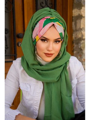 Bahar Çiçek Çok Renkli Büzgülü Hazır Şal