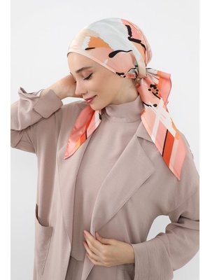 Desen V1 Arkadan Bağlanabilir Desenli Saten Bone Türban,db Desen V1 Arkadan Bağlanabilir Desenli Saten Bone Türban,db