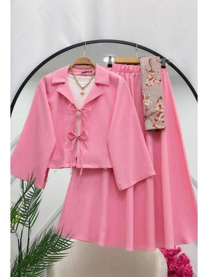 Pembe Merve Etek Ceket İkili Takım Pembe Merve Etek Ceket İkili Takım