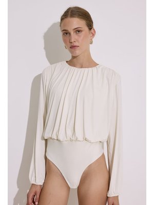 Dökümlü Balon Form Bluz İnci