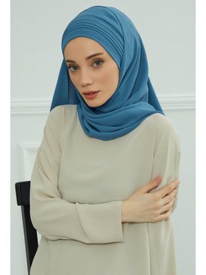 İndigo Pileli Tasarım Aerobin Şal,cps