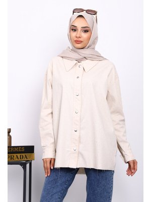 Taş Taşlı Gabardin Gömlek Taş Taşlı Gabardin Gömlek