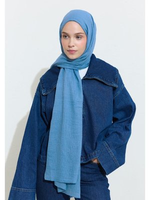 Açık Mavi Modal Krinkıl Şal