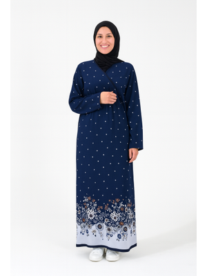 Beden Noktalı Çiçek Desen Kruvaze Namaz Elbisesi – Viskon, Yandan Bağlamalı, Rahat Kalıp Beden Noktalı Çiçek Desen Kruvaze Namaz Elbisesi – Viskon, Yandan Bağlamalı, Rahat Kalıp