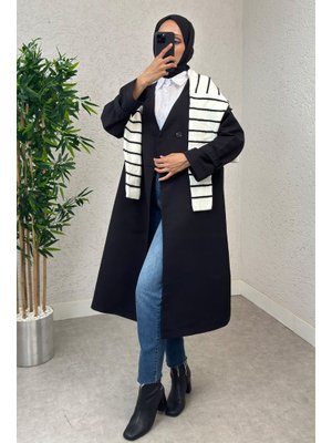 Siyah V Yaka Trençkot