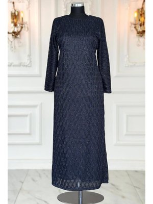 Lacivert Mahi Dantel Abiye Elbise