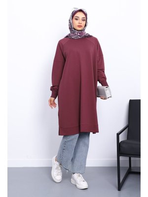 Mürdüm Yanları Yırtmaçlı Modal Tunik Mürdüm Yanları Yırtmaçlı Modal Tunik