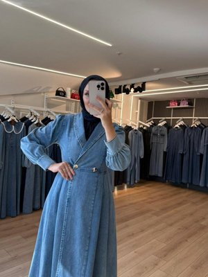 Mavi Kruvaze Yaka Çift Düğmeli Denim Kot Kap Pardesü Mavi Kruvaze Yaka Çift Düğmeli Denim Kot Kap Pardesü
