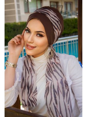 Çok Renkli Desen Fularlı Bone