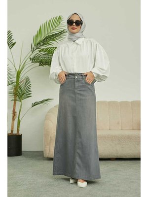 Gri Denim Etek Gri Denim Etek