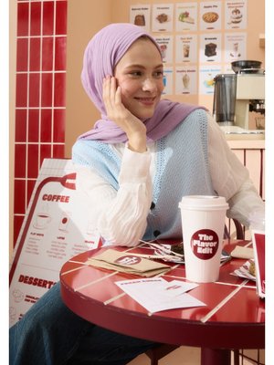 Pamuklu Keten Şal Taro Bubble Tea Pamuklu Keten Şal Taro Bubble Tea